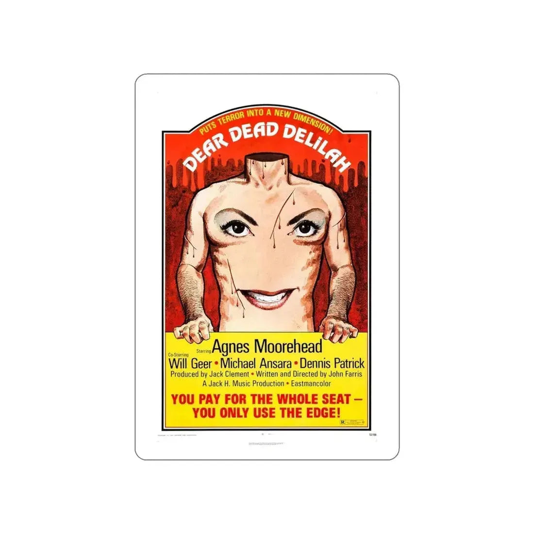 DEAR DEAD DELILAH 1972 Movie Poster STICKER Vinyl Die-Cut Decal - The Sticker Space