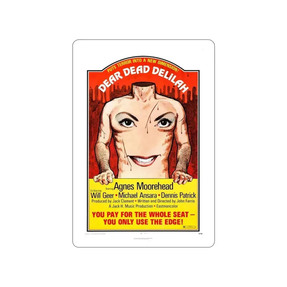 DEAR DEAD DELILAH 1972 Movie Poster STICKER Vinyl Die-Cut Decal - The Sticker Space