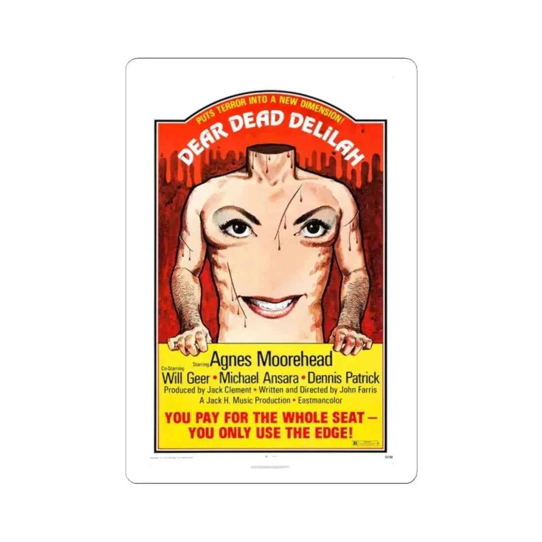 DEAR DEAD DELILAH 1972 Movie Poster - STICKER Vinyl Kiss-Cut Decal 2 Inch White - The Sticker Space