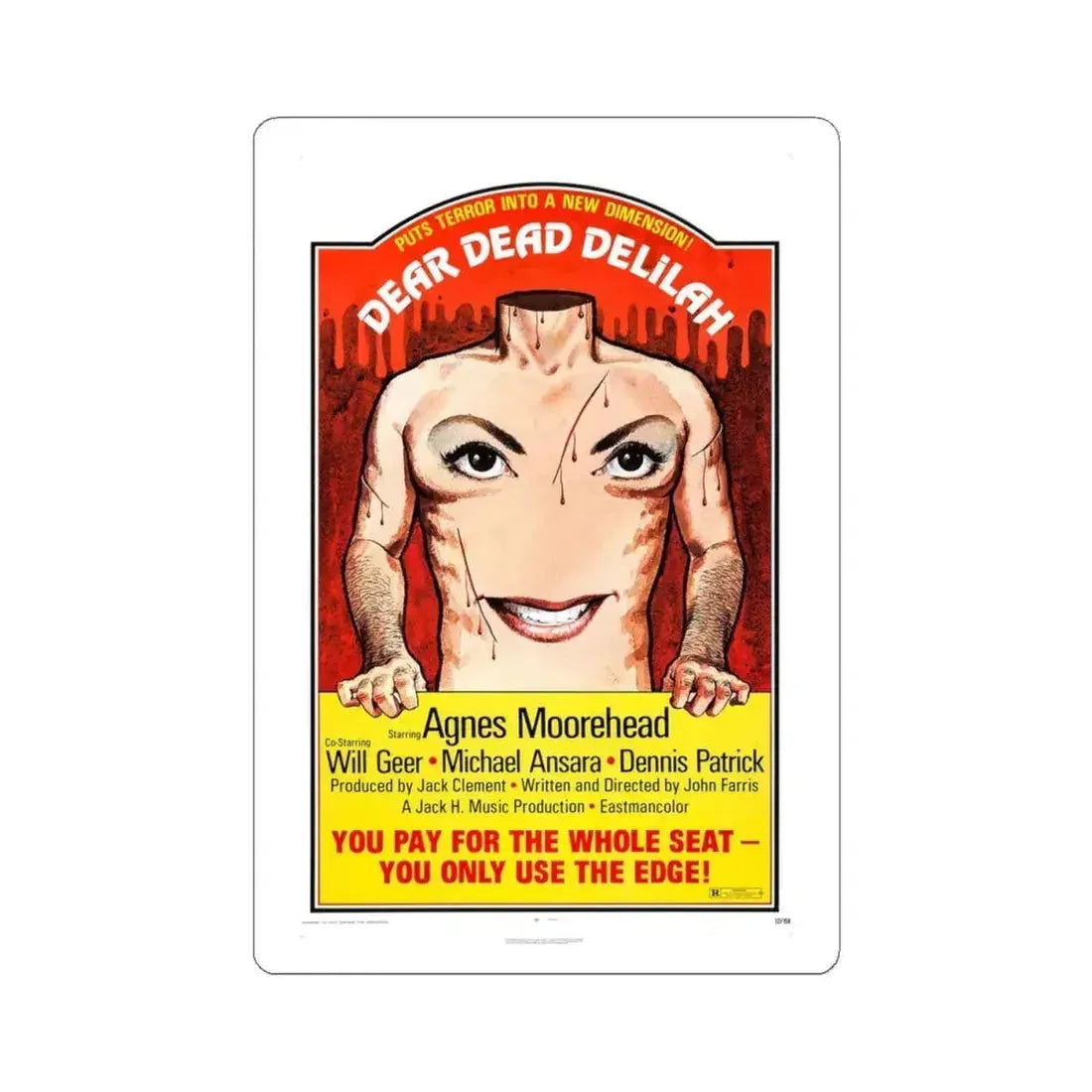 DEAR DEAD DELILAH 1972 Movie Poster - STICKER Vinyl Kiss-Cut Decal 4 Inch White - The Sticker Space