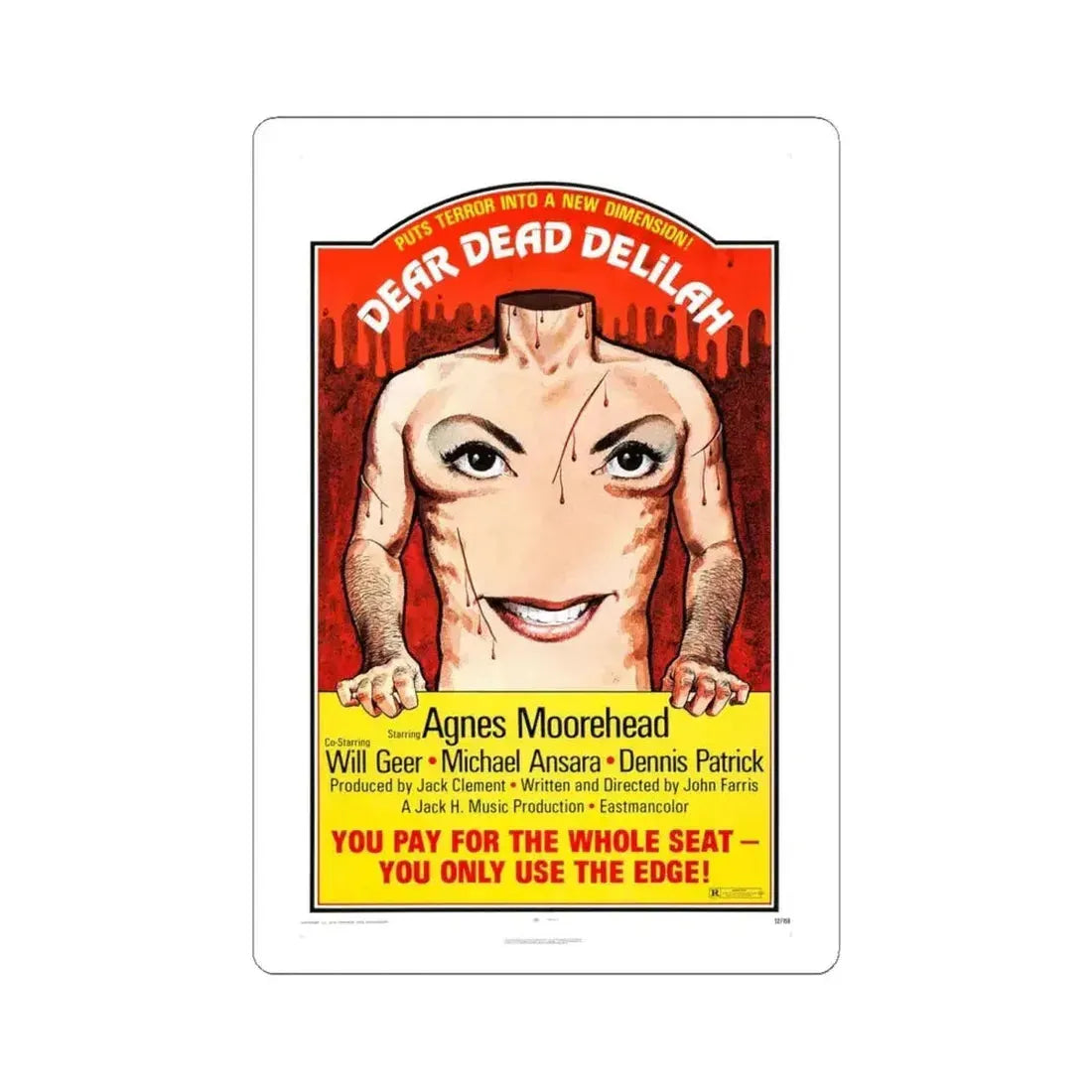 DEAR DEAD DELILAH 1972 Movie Poster - STICKER Vinyl Kiss-Cut Decal 6 Inch White - The Sticker Space