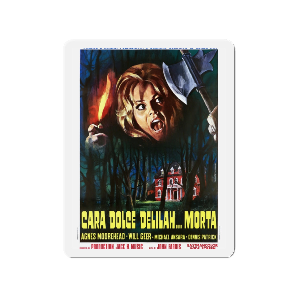 DEAR DEAD DELILAH (ITALIAN) 1972 Movie Poster - Die-Cut Magnet-2" x 2"-The Sticker Space