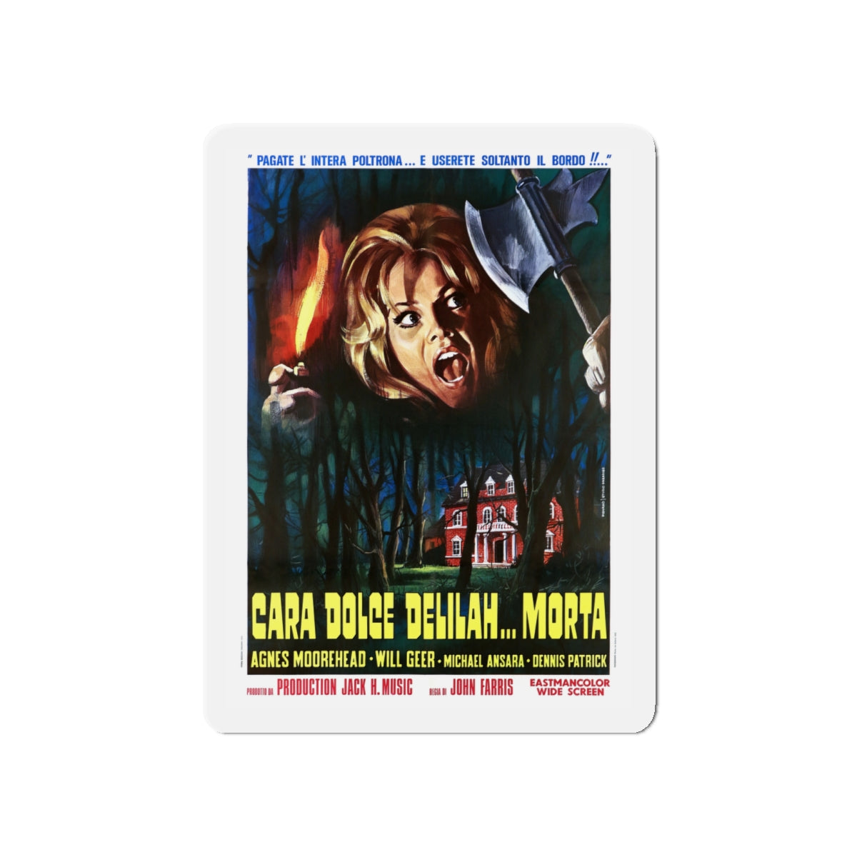 DEAR DEAD DELILAH (ITALIAN) 1972 Movie Poster - Die-Cut Magnet-5" x 5"-The Sticker Space