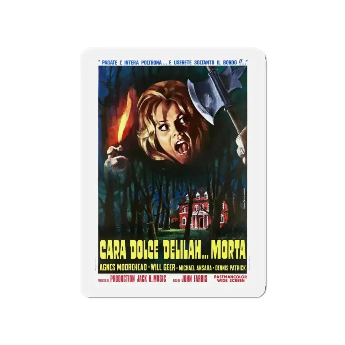 DEAR DEAD DELILAH (ITALIAN) 1972 Movie Poster - Refrigerator Magnet 4 Inch - The Sticker Space