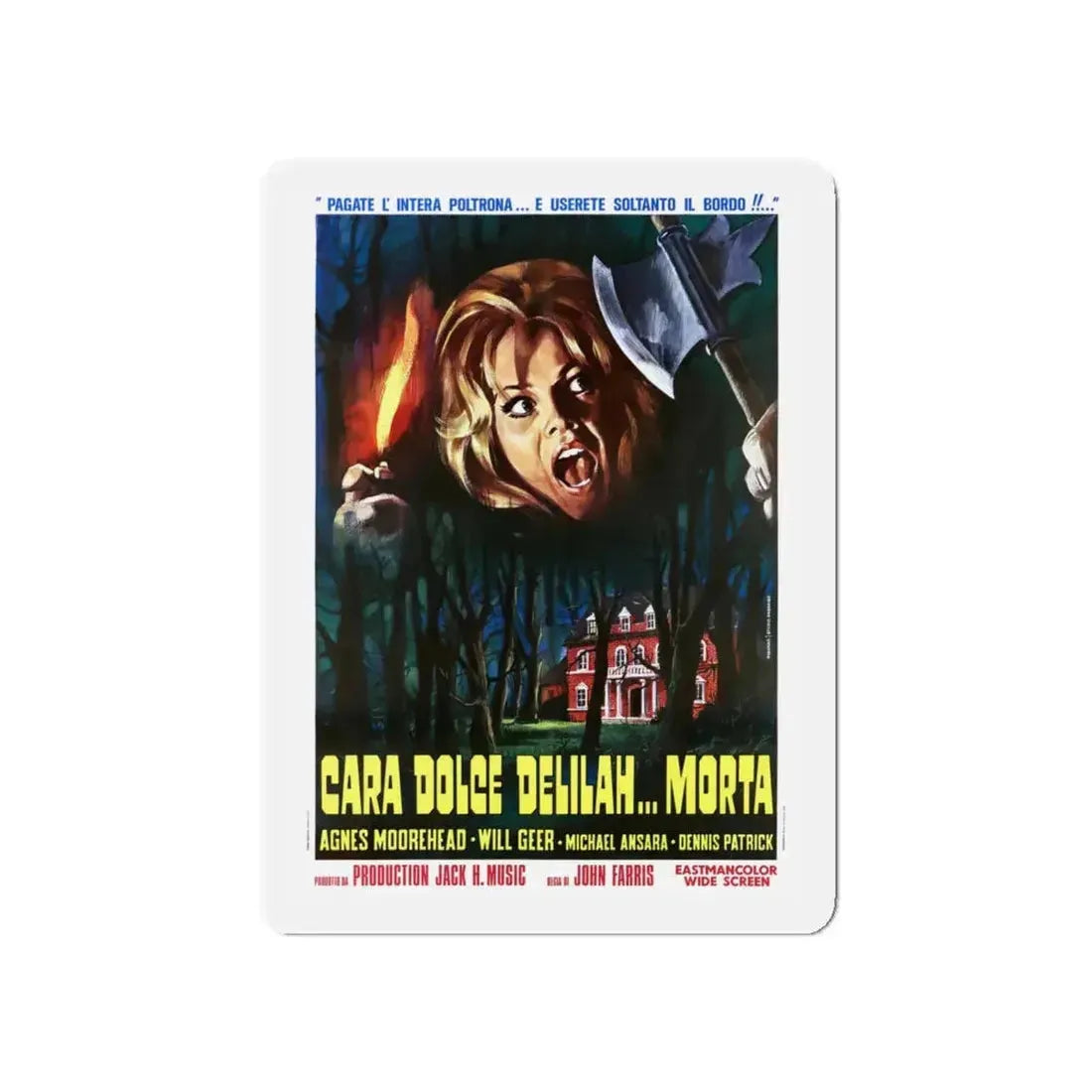 DEAR DEAD DELILAH (ITALIAN) 1972 Movie Poster - Refrigerator Magnet 5 Inch - The Sticker Space