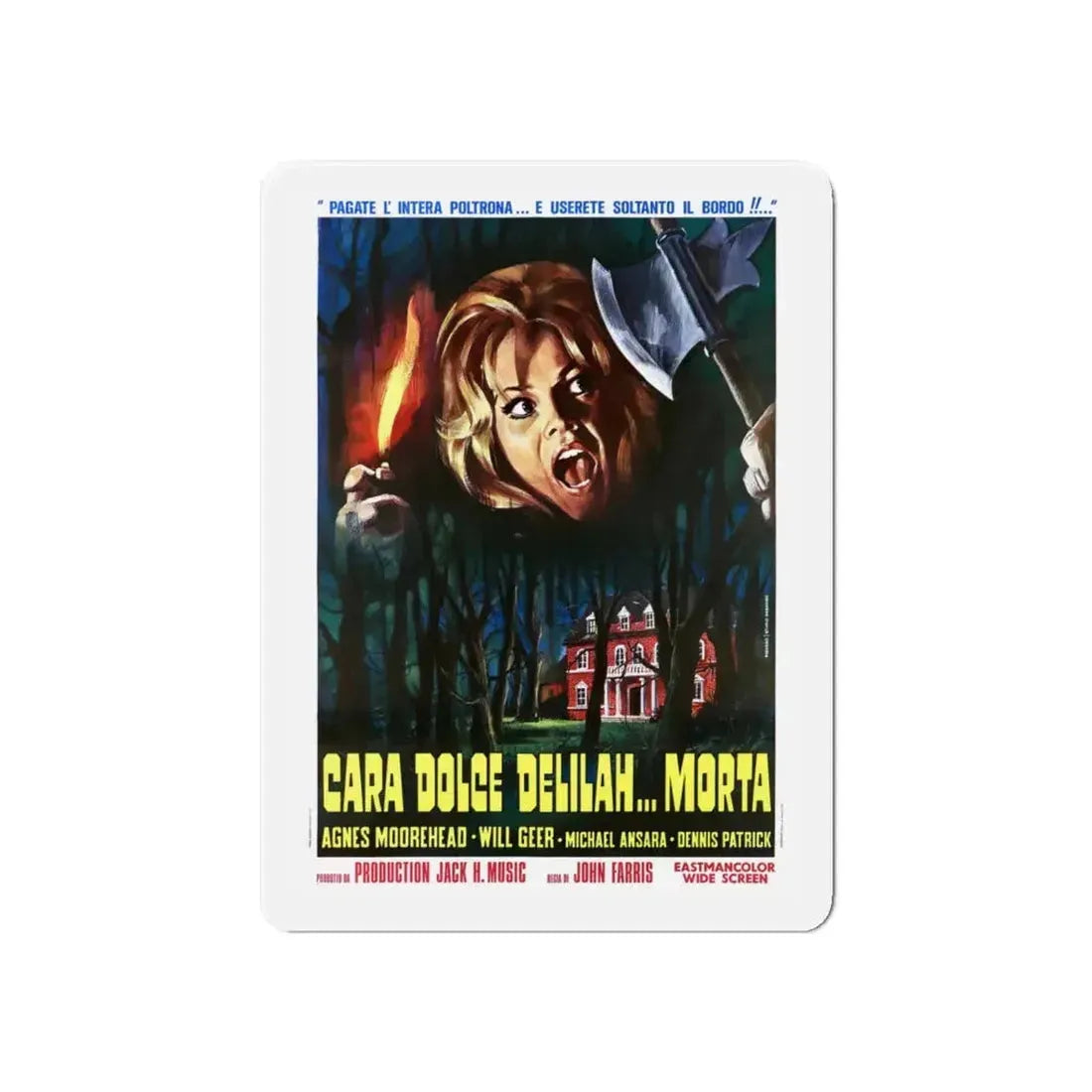 DEAR DEAD DELILAH (ITALIAN) 1972 Movie Poster - Refrigerator Magnet 6 Inch - The Sticker Space
