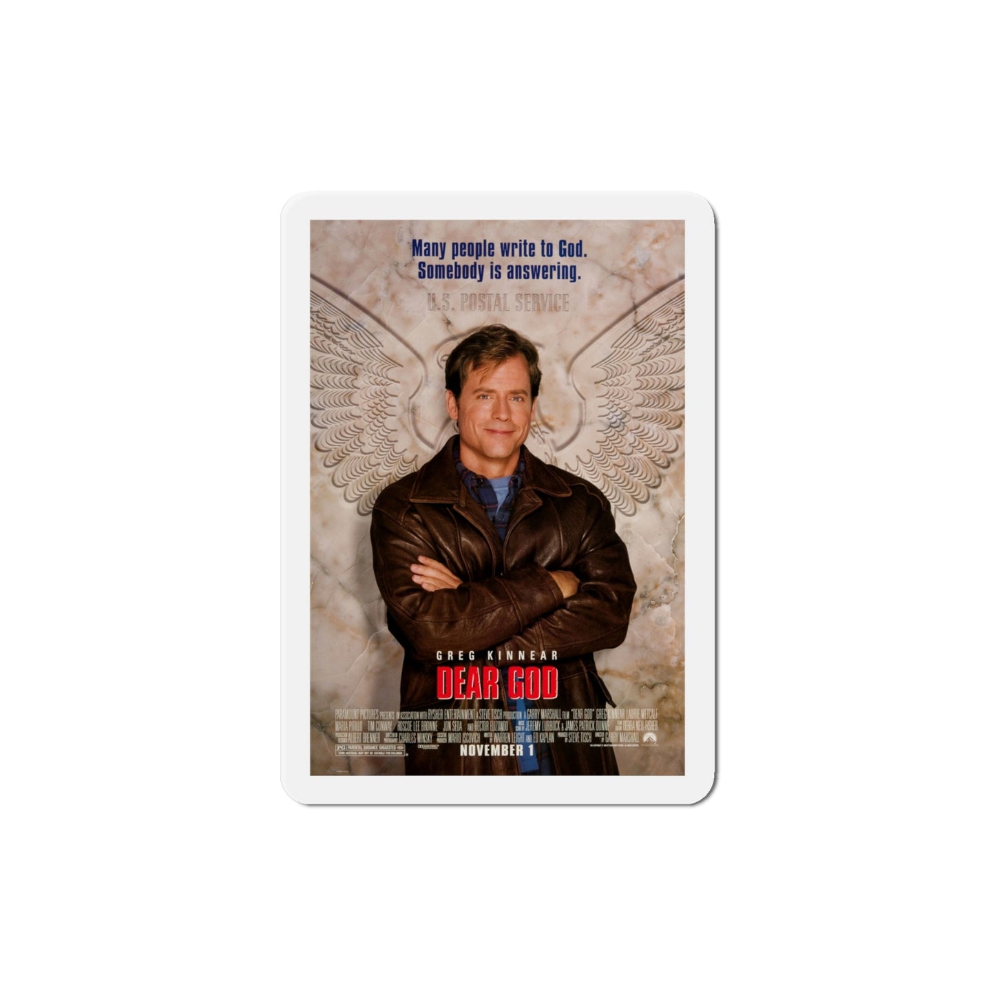 Dear God 1996 Movie Poster Die-Cut Magnet-4" x 4"-The Sticker Space