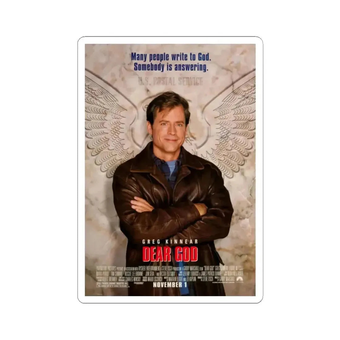 Dear God 1996 Movie Poster - STICKER Vinyl Kiss-Cut Decal 2 Inch White - The Sticker Space