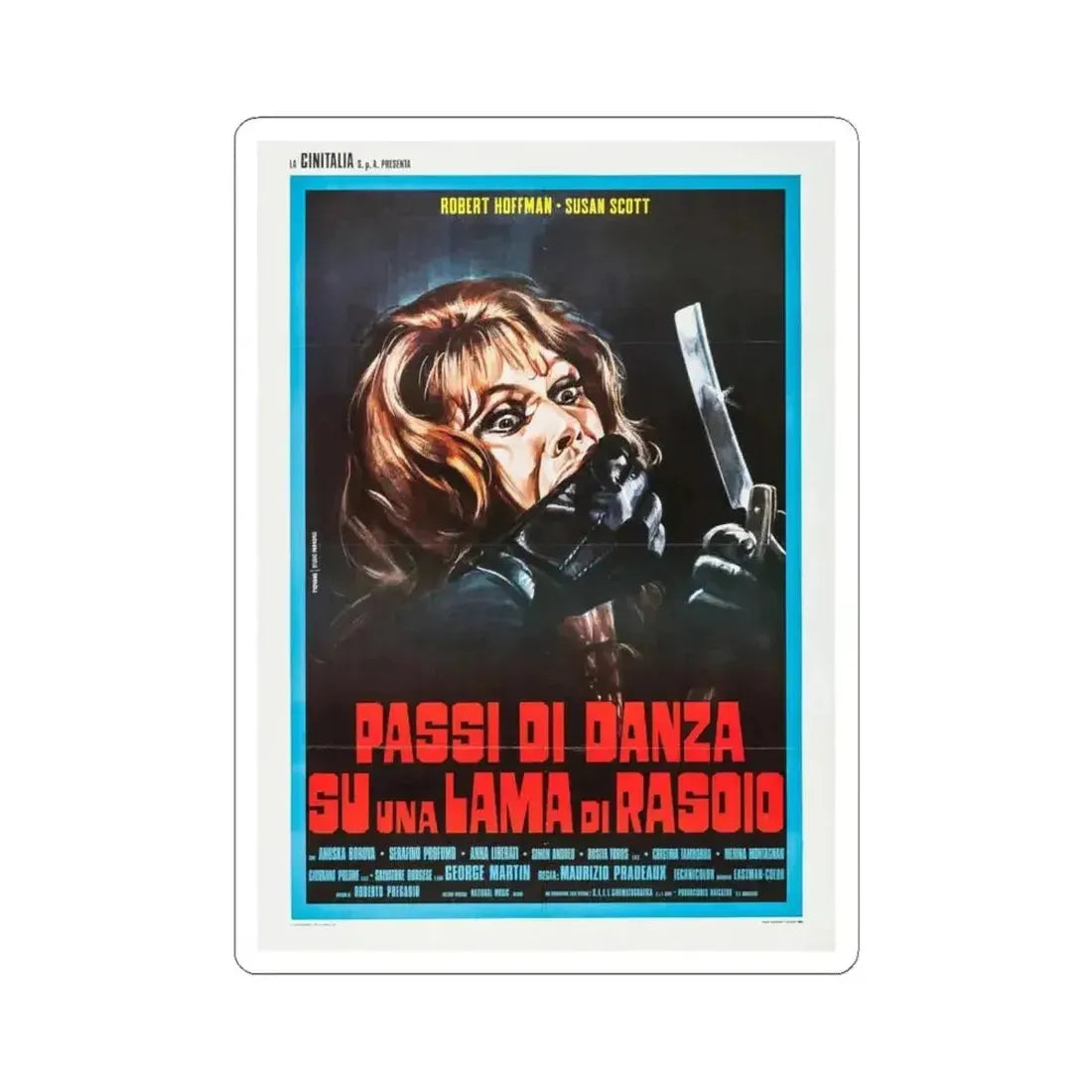 DEATH CARRIES A CANE (ITALIAN) 1973 Movie Poster - STICKER Vinyl Kiss-Cut Decal 4 Inch White - The Sticker Space