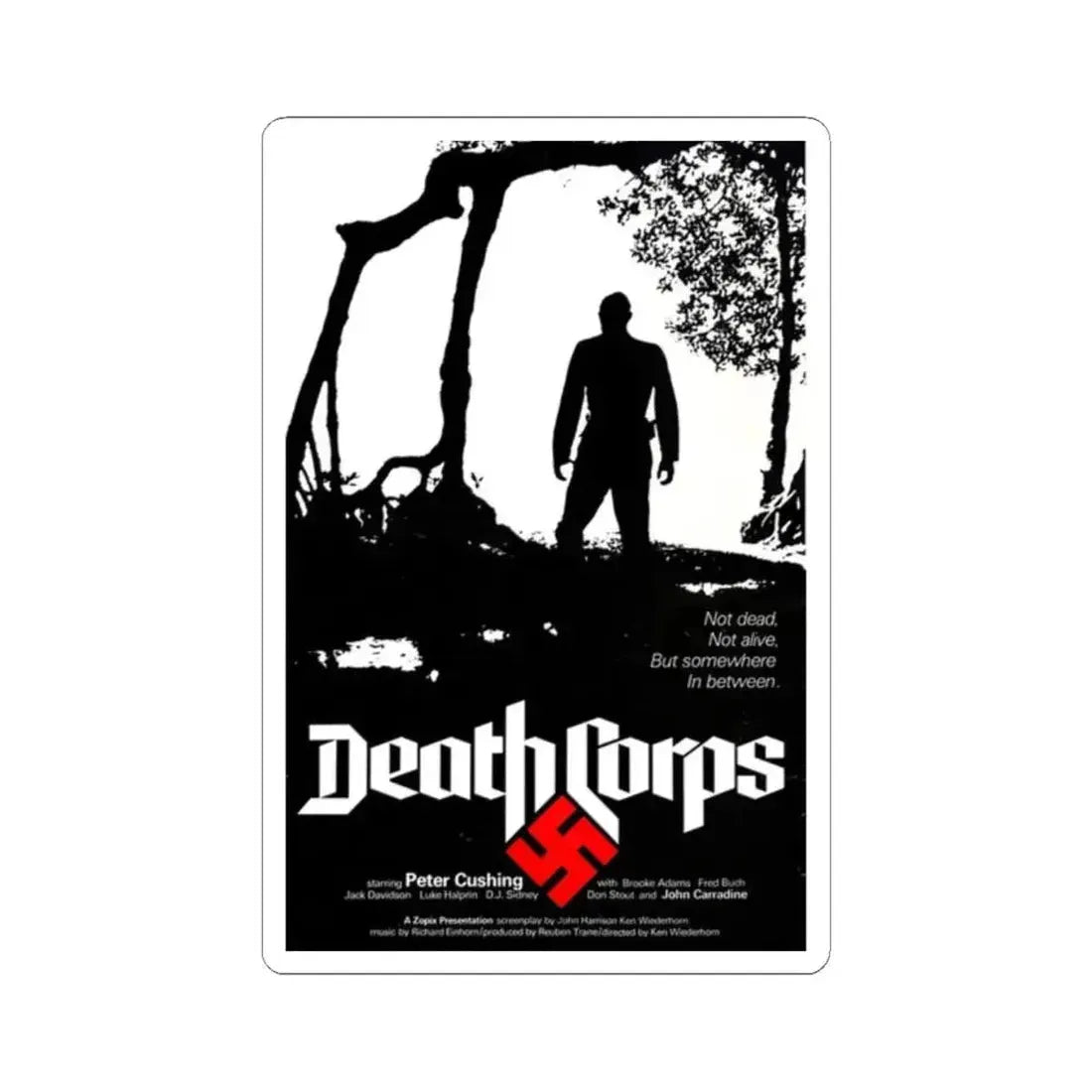 DEATH CORPS (SHOCK WAVES) 1977 Movie Poster - STICKER Vinyl Kiss-Cut Decal 2 Inch White - The Sticker Space