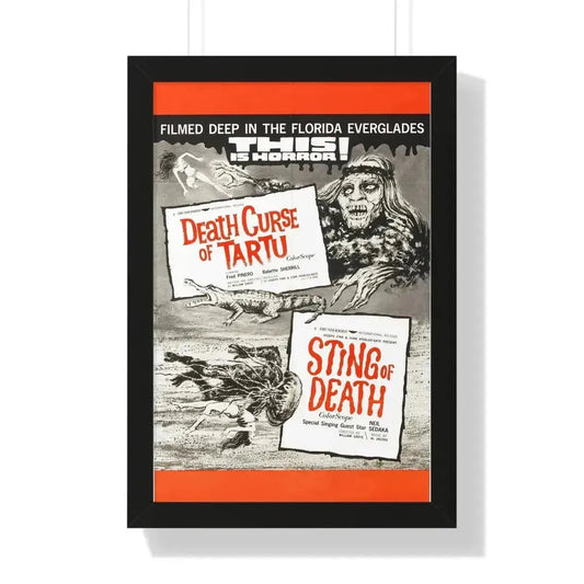 DEATH CURSE OF TARTU + STING OF DEATH 1966 - Framed Movie Poster 16″ x 24″ Black - The Sticker Space