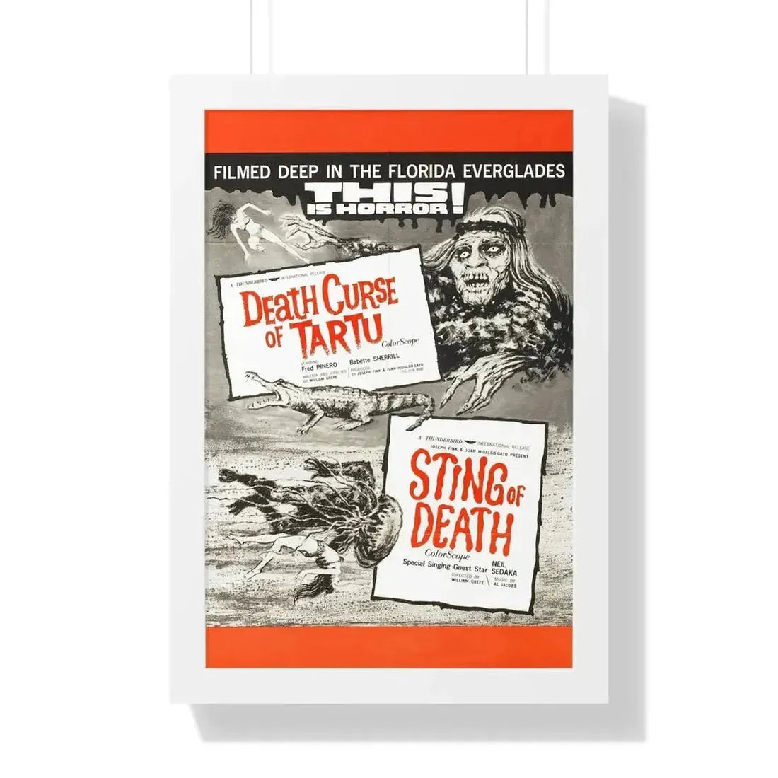 DEATH CURSE OF TARTU + STING OF DEATH 1966 - Framed Movie Poster - The Sticker Space