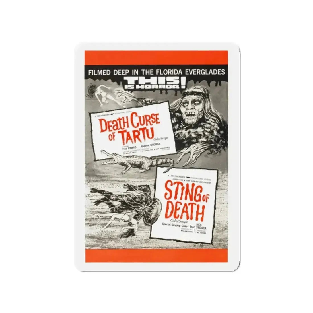 DEATH CURSE OF TARTU + STING OF DEATH 1966 Movie Poster - Refrigerator Magnet - The Sticker Space