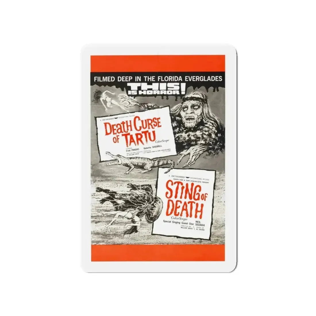 DEATH CURSE OF TARTU + STING OF DEATH 1966 Movie Poster - Refrigerator Magnet - The Sticker Space