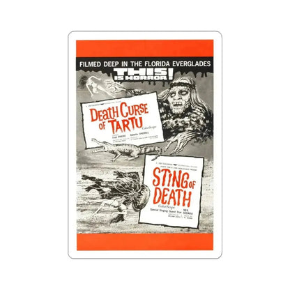 DEATH CURSE OF TARTU + STING OF DEATH 1966 Movie Poster - STICKER Vinyl Kiss-Cut Decal 6 Inch White - The Sticker Space