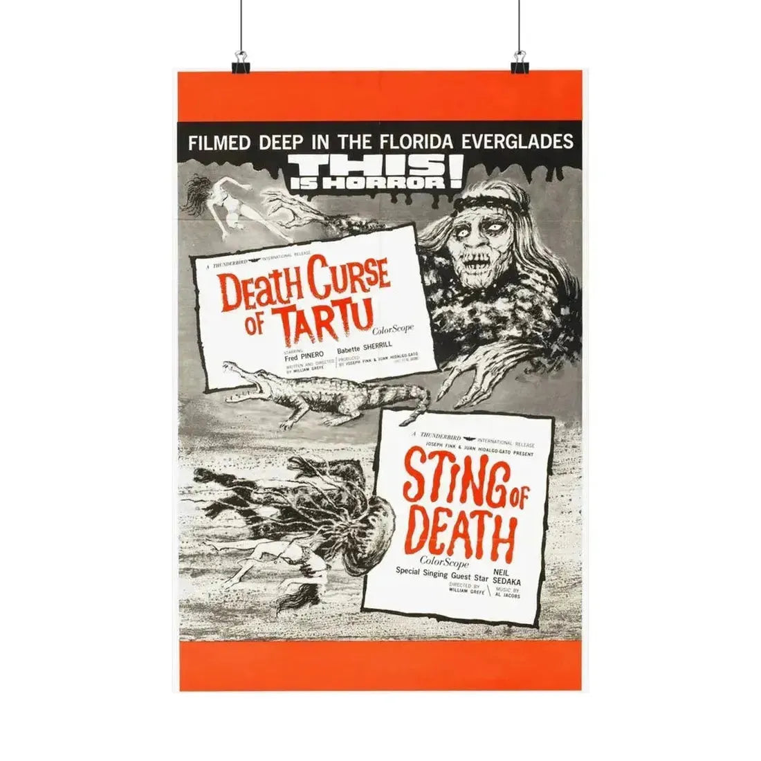 DEATH CURSE OF TARTU + STING OF DEATH 1966 - Paper Movie Poster 16″ x 24″ Matte - The Sticker Space