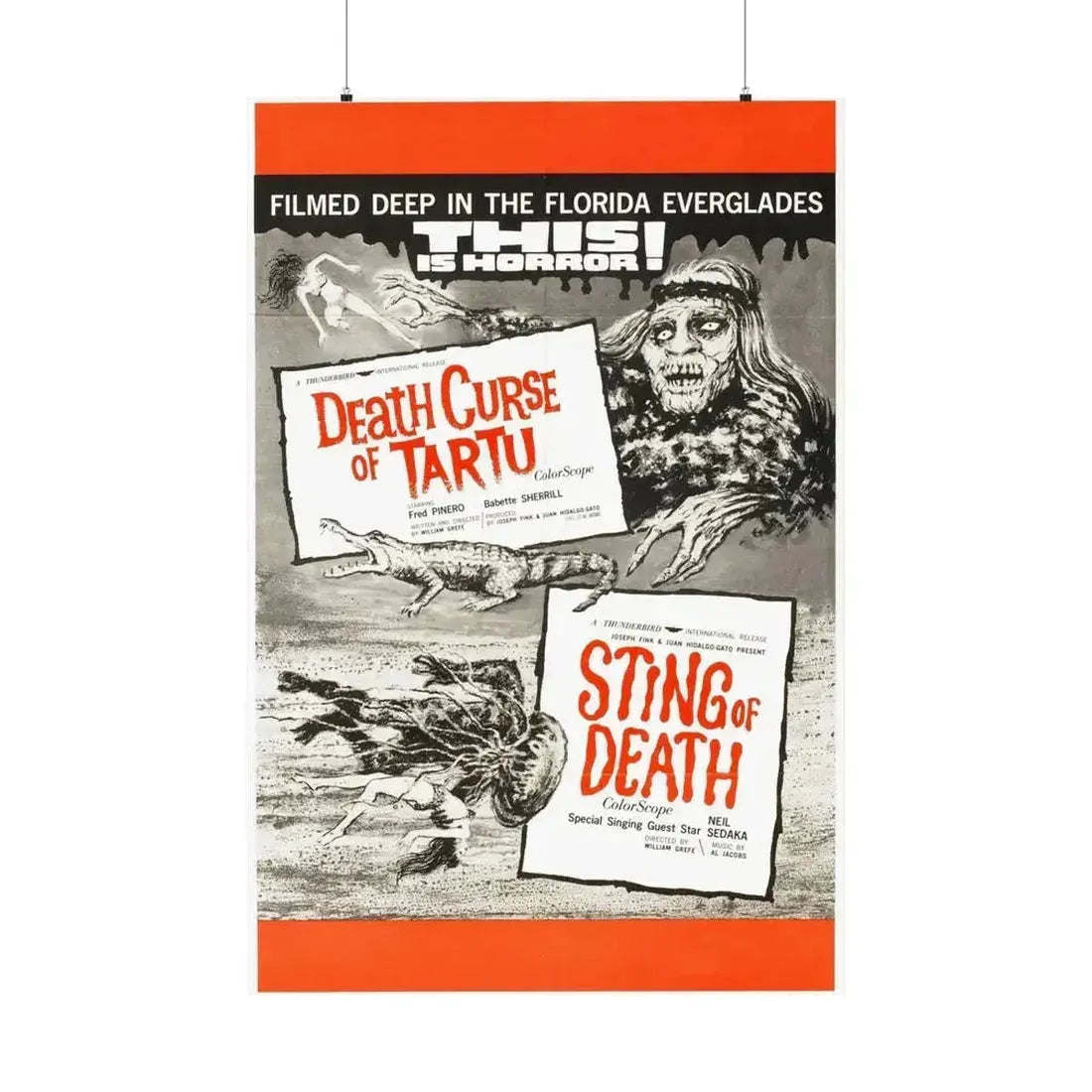 DEATH CURSE OF TARTU + STING OF DEATH 1966 - Paper Movie Poster 36" x 54" Matte - The Sticker Space