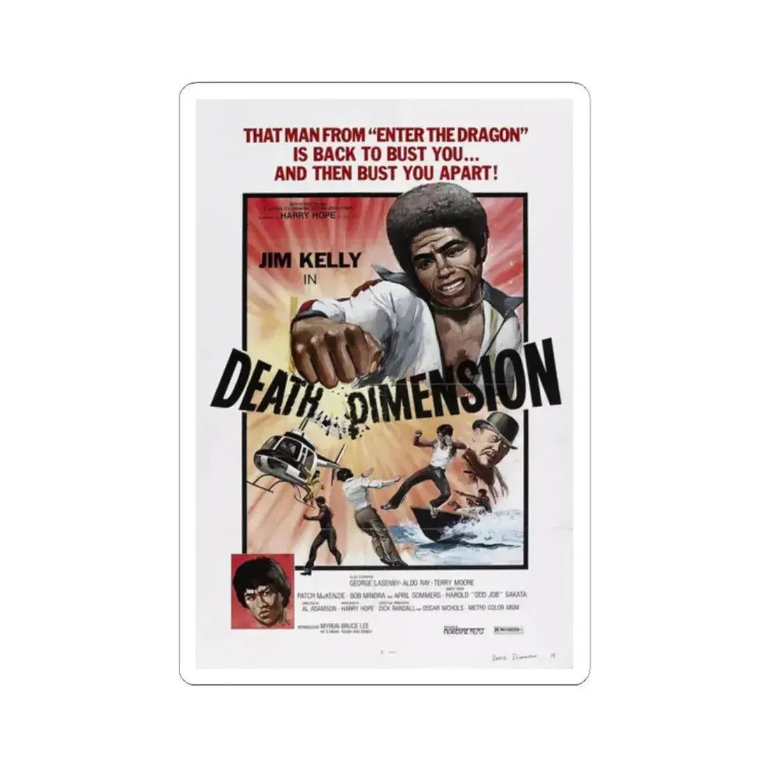 DEATH DIMENSION 1978 Movie Poster - STICKER Vinyl Kiss-Cut Decal 2 Inch White - The Sticker Space