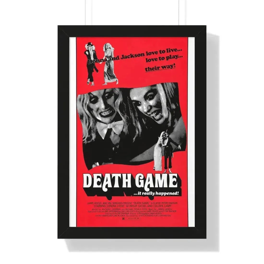 DEATH GAME 1977 - Framed Movie Poster 16″ x 24″ Black - The Sticker Space
