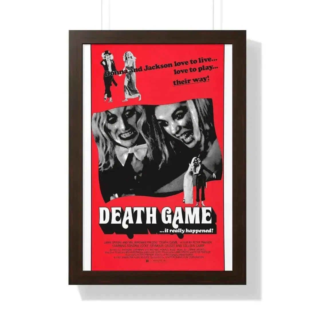 DEATH GAME 1977 - Framed Movie Poster 16″ x 24″ Walnut - The Sticker Space