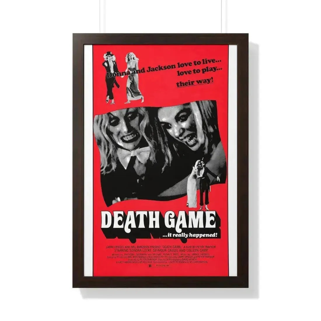 DEATH GAME 1977 - Framed Movie Poster 20" x 30" Walnut - The Sticker Space