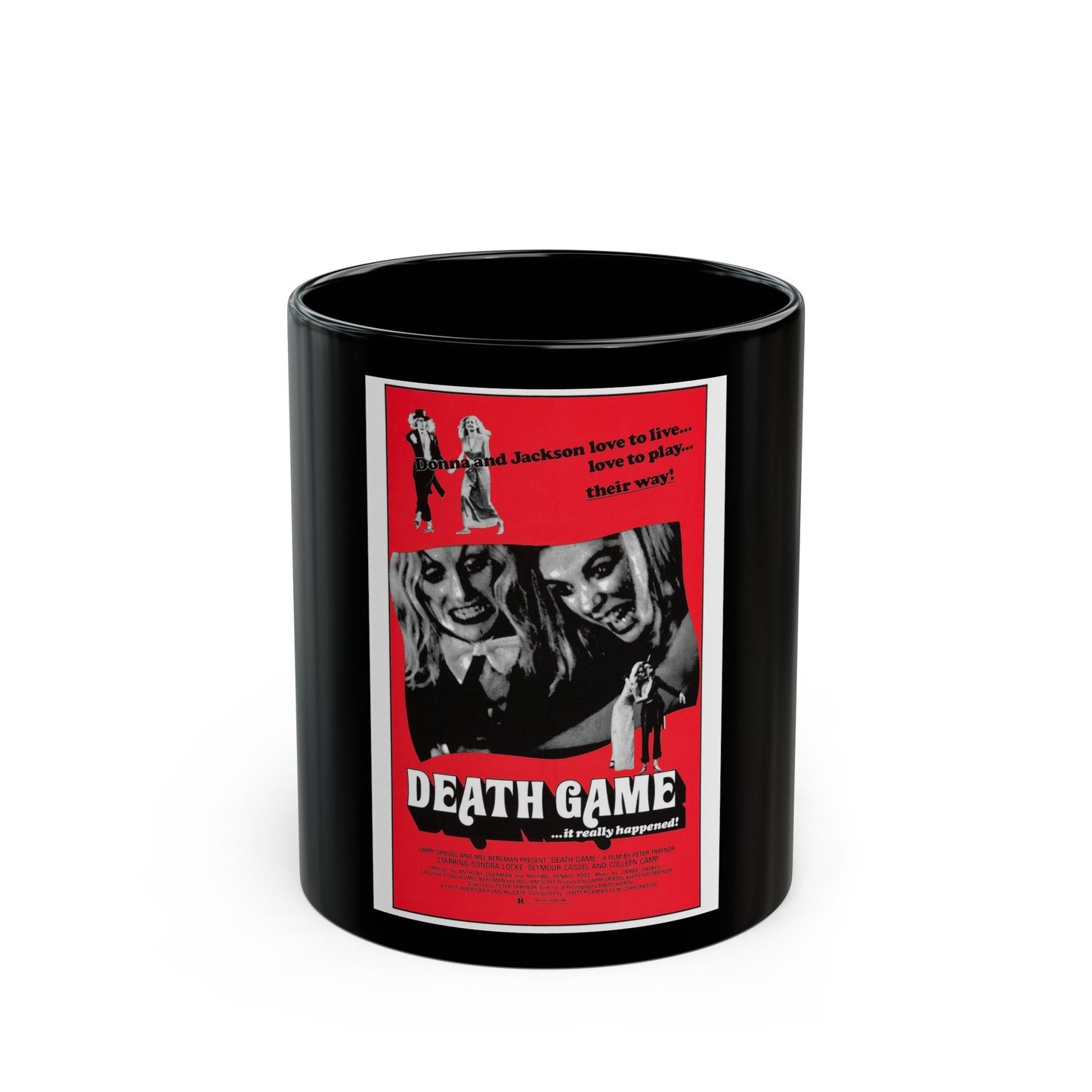 DEATH GAME 1977 Movie Poster - Black Coffee Mug-11oz-The Sticker Space