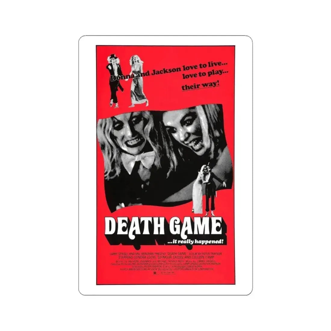 DEATH GAME 1977 Movie Poster - STICKER Vinyl Kiss-Cut Decal 6 Inch White - The Sticker Space