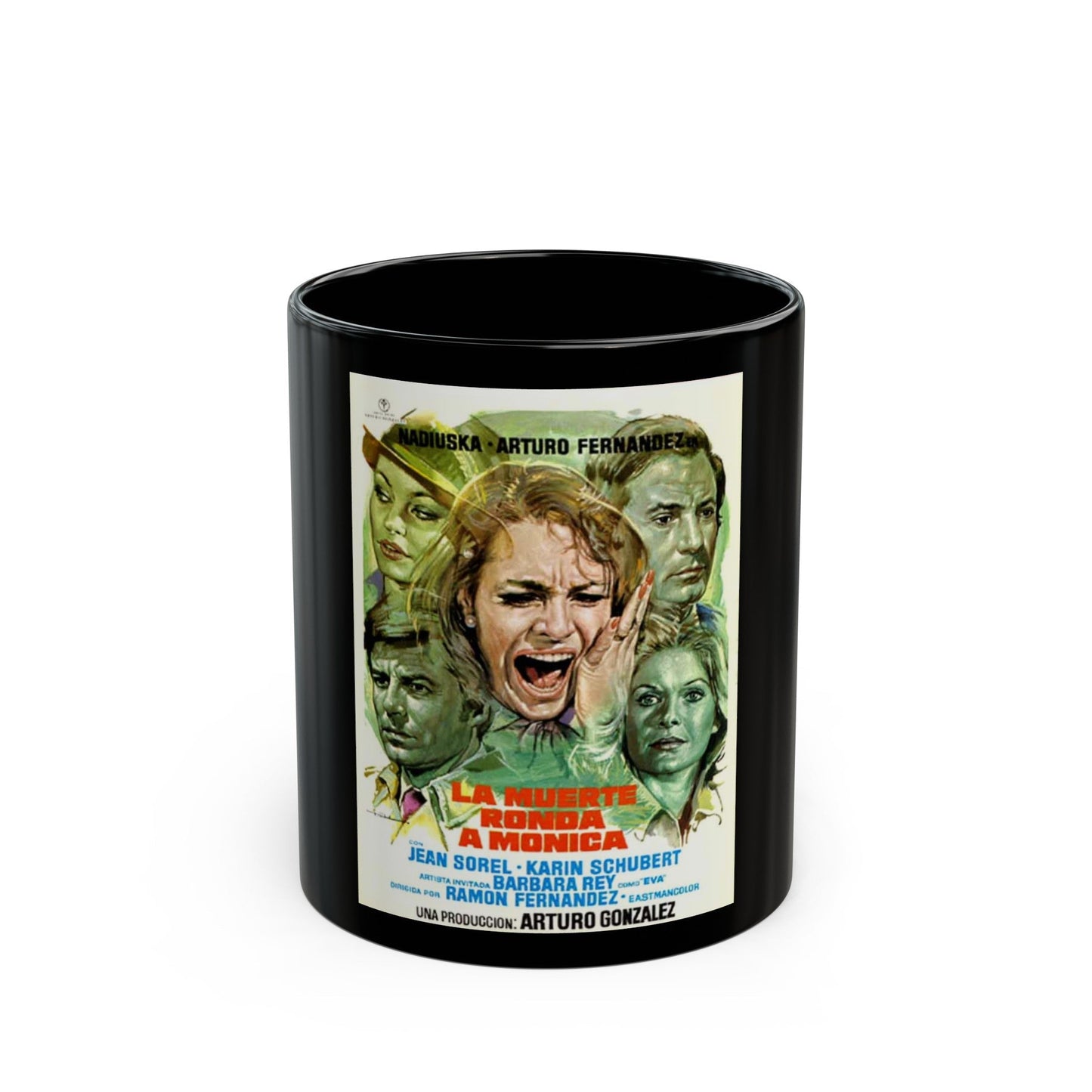 DEATH HAUNTS MONICA 1980 Movie Poster - Black Coffee Mug-11oz-The Sticker Space