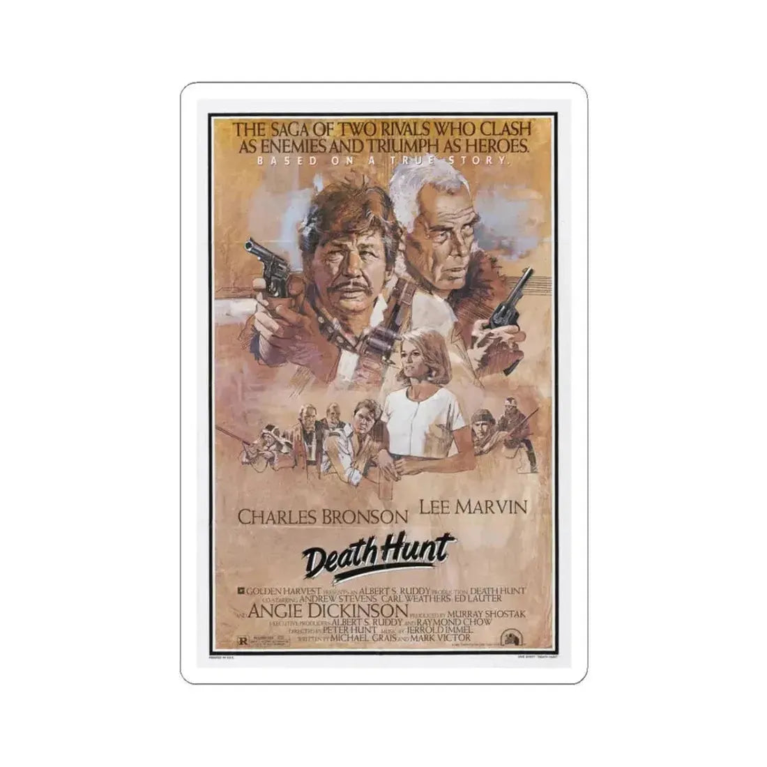 Death Hunt 1981 Movie Poster - STICKER Vinyl Kiss-Cut Decal 3 Inch White - The Sticker Space