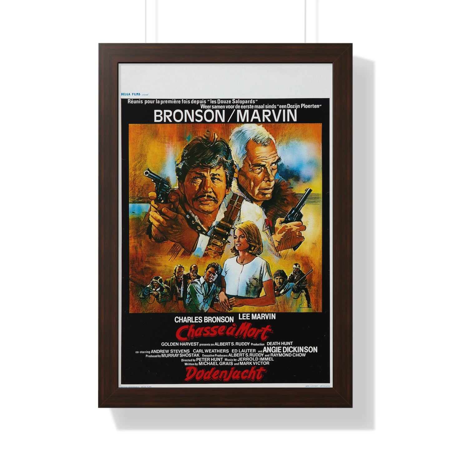 DEATH HUNT (BELGIAN) 1981 - Framed Movie Poster-16″ x 24″-The Sticker Space