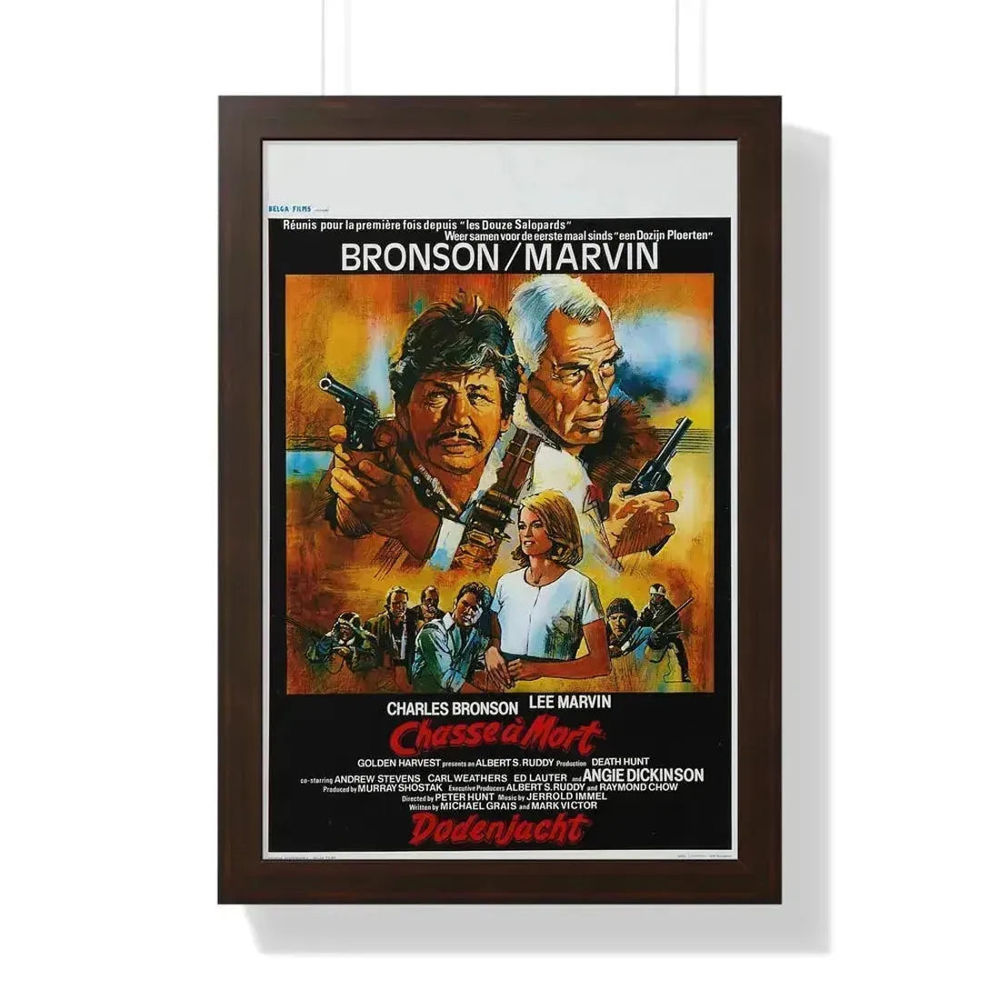 DEATH HUNT (BELGIAN) 1981 - Framed Movie Poster 16″ x 24″ Walnut - The Sticker Space