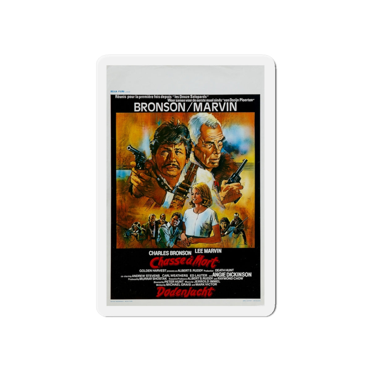 DEATH HUNT (BELGIAN) 1981 Movie Poster - Die-Cut Magnet-6 × 6"-The Sticker Space