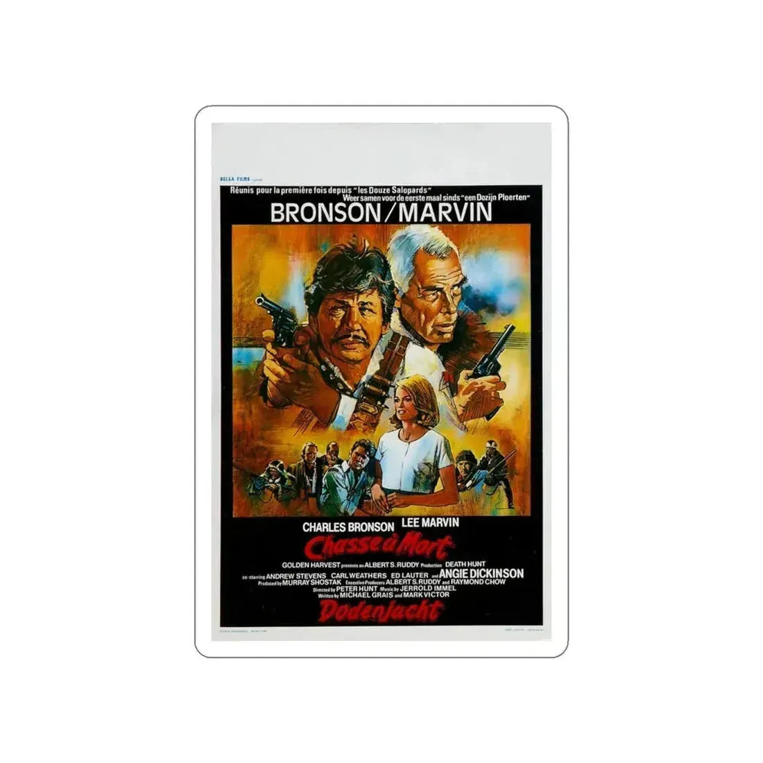 DEATH HUNT (BELGIAN) 1981 Movie Poster STICKER Vinyl Die-Cut Decal 3 Inch - The Sticker Space
