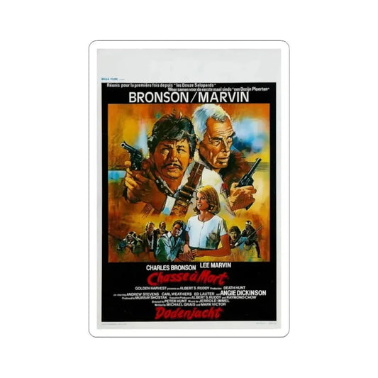 DEATH HUNT (BELGIAN) 1981 Movie Poster - STICKER Vinyl Kiss-Cut Decal 2 Inch White - The Sticker Space