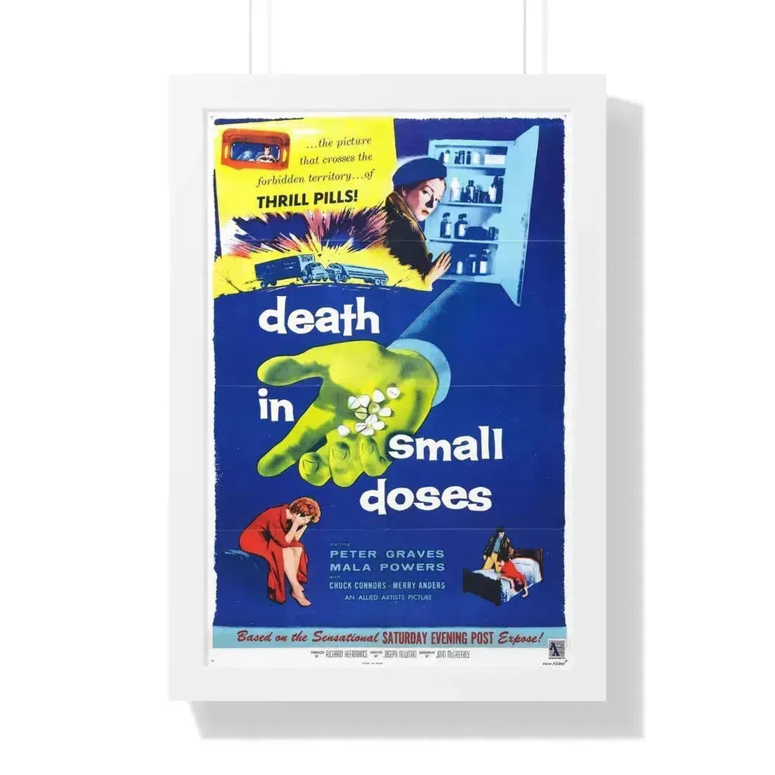 DEATH IN SMALL DOSES 1957 - Framed Movie Poster 16″ x 24″ White - The Sticker Space