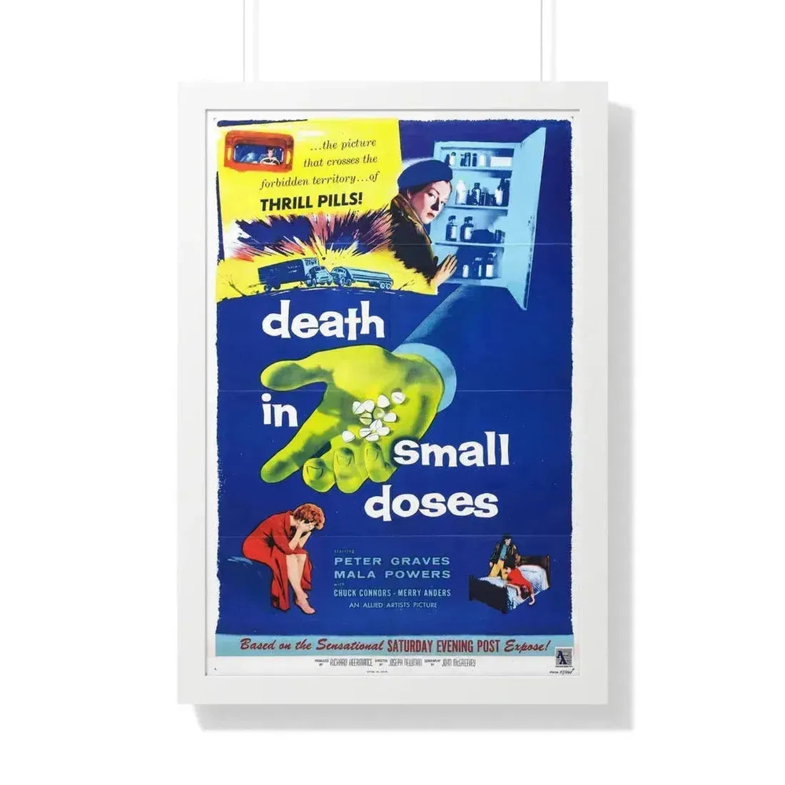 DEATH IN SMALL DOSES 1957 - Framed Movie Poster 20" x 30" White - The Sticker Space