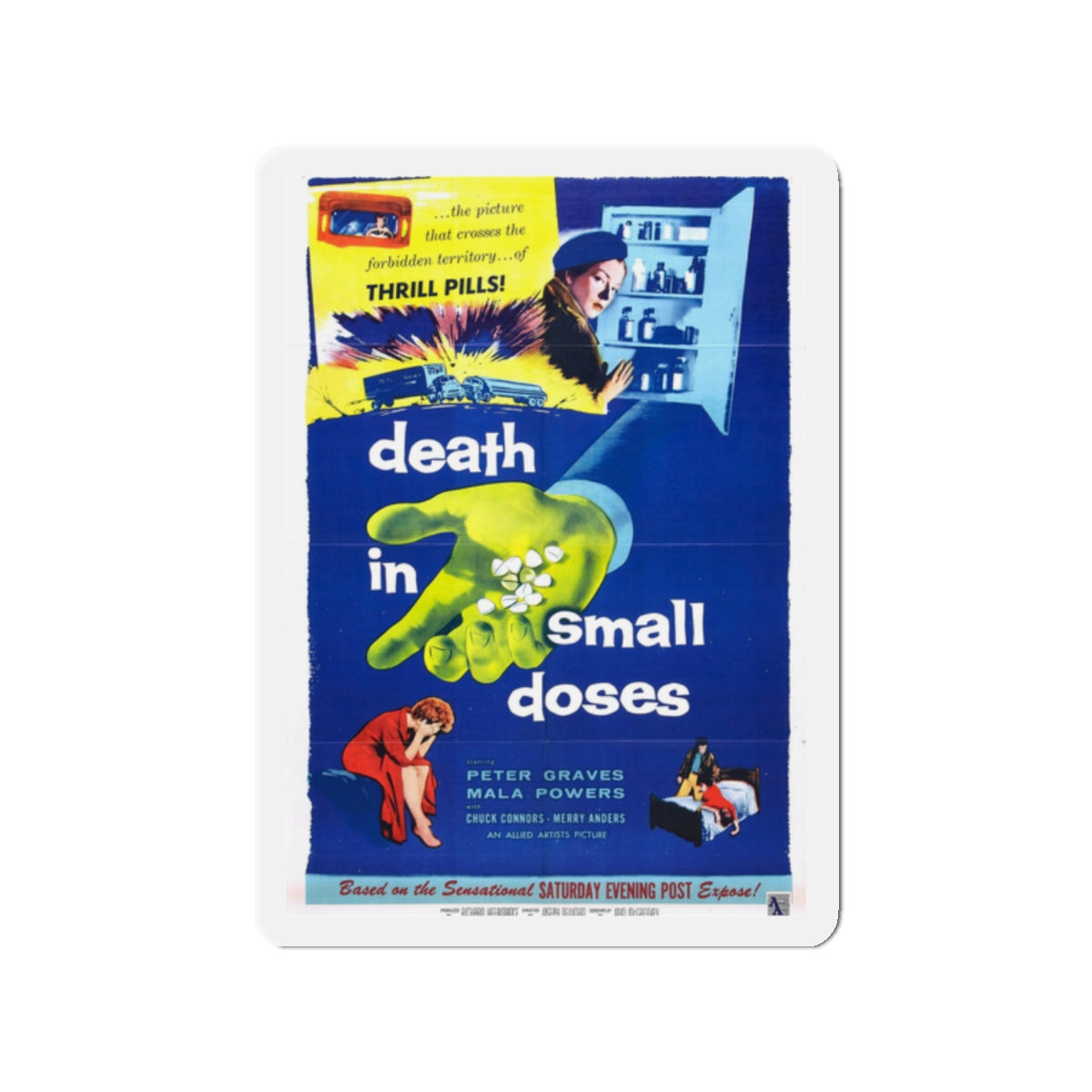 DEATH IN SMALL DOSES 1957 Movie Poster - Die-Cut Magnet-2" x 2"-The Sticker Space