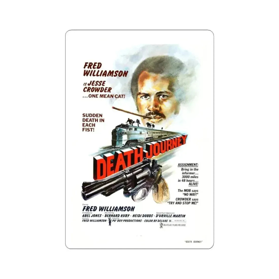 DEATH JOURNEY 1976 Movie Poster - STICKER Vinyl Kiss-Cut Decal 3 Inch White - The Sticker Space