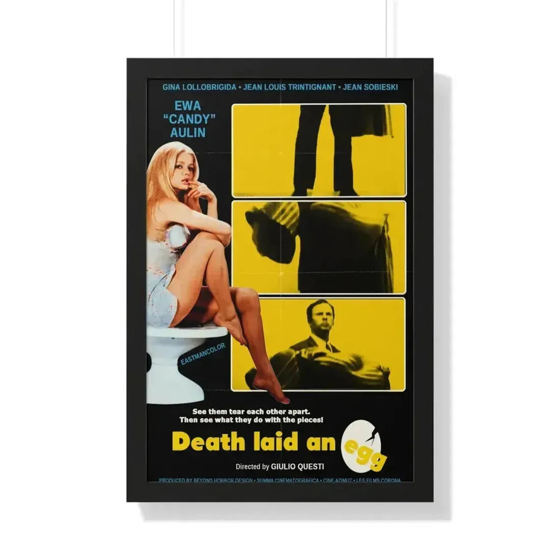 DEATH LAID AN EGG 1968 - Framed Movie Poster 20" x 30" Black - The Sticker Space