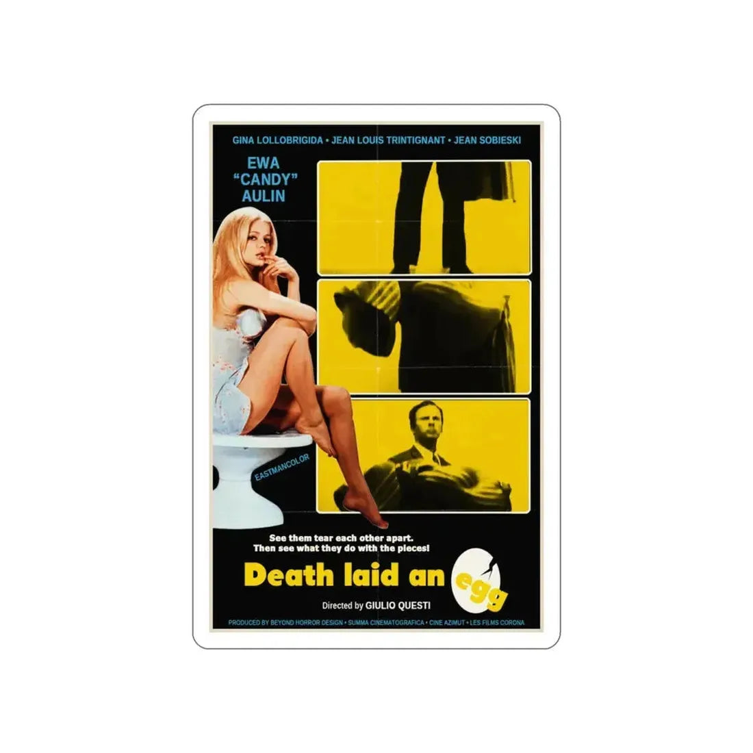 DEATH LAID AN EGG 1968 Movie Poster STICKER Vinyl Die-Cut Decal 4 Inch - The Sticker Space