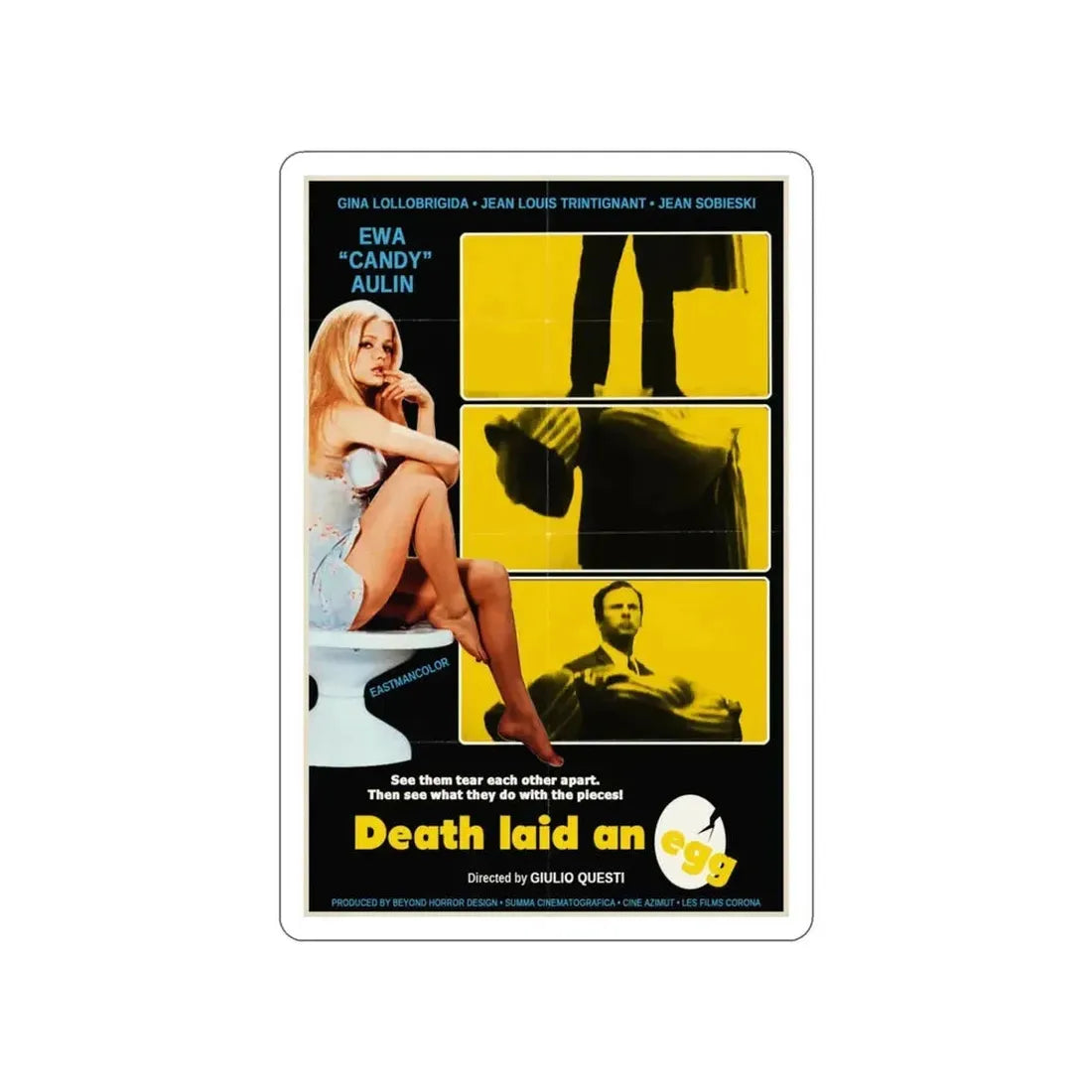 DEATH LAID AN EGG 1968 Movie Poster STICKER Vinyl Die-Cut Decal - The Sticker Space
