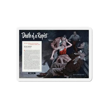 Death of a Rapist, Cavalier magazine, January 1953 (Magazine Illustration) Refrigerator Magnet 3 Inch Die-Cut - The Sticker Space