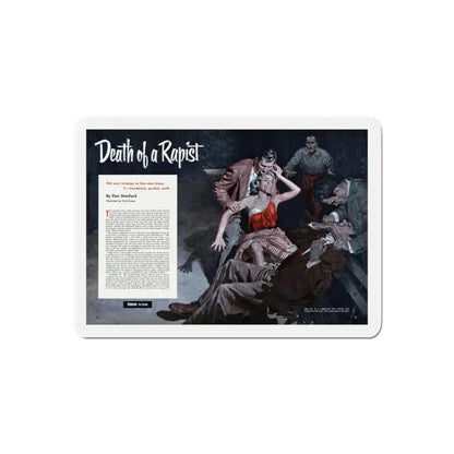 Death of a Rapist, Cavalier magazine, January 1953 (Magazine Illustration) Refrigerator Magnet 5 Inch Die-Cut - The Sticker Space