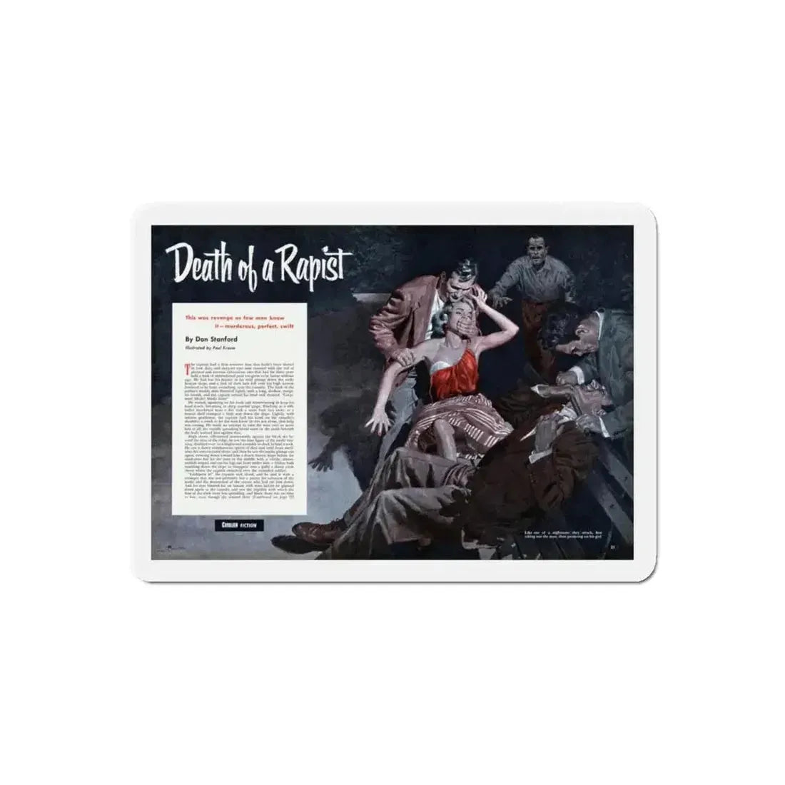 Death of a Rapist, Cavalier magazine, January 1953 (Magazine Illustration) Refrigerator Magnet - The Sticker Space