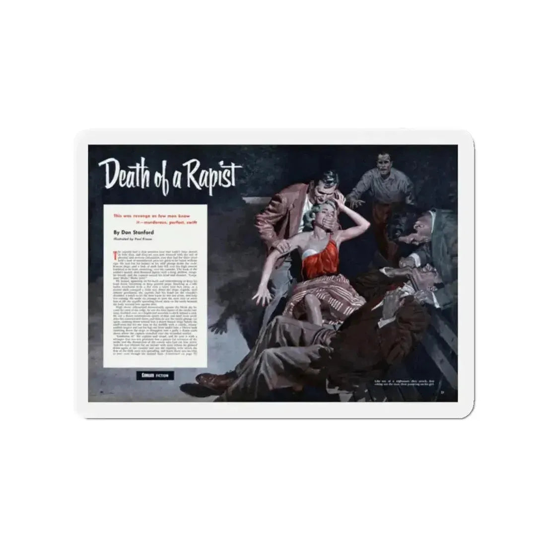 Death of a Rapist, Cavalier magazine, January 1953 (Magazine Illustration) Refrigerator Magnet - The Sticker Space