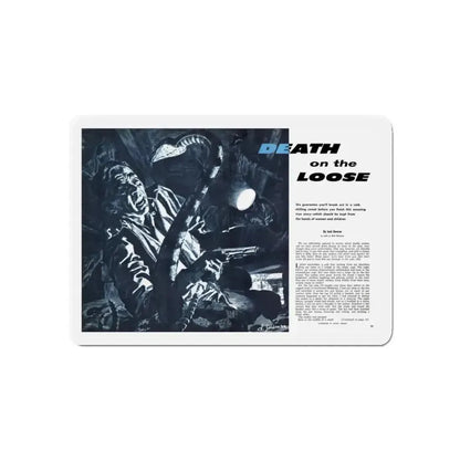 Death on the Loose, Bluebook for Men, February 1961 (Magazine Illustration) Refrigerator Magnet - The Sticker Space