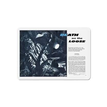 Death on the Loose, Bluebook for Men, February 1961 (Magazine Illustration) Refrigerator Magnet - The Sticker Space