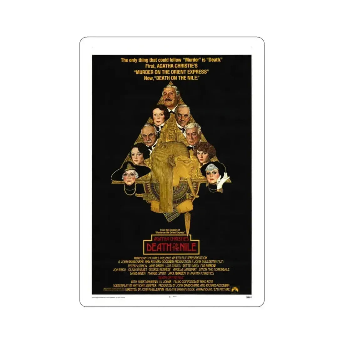 Death on the Nile 1978 Movie Poster - STICKER Vinyl Kiss-Cut Decal 3 Inch White - The Sticker Space