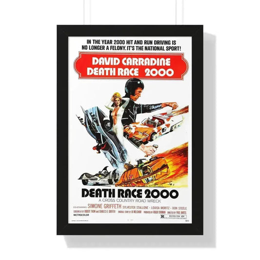 DEATH RACE 2000 1975 - Framed Movie Poster 16″ x 24″ Black - The Sticker Space