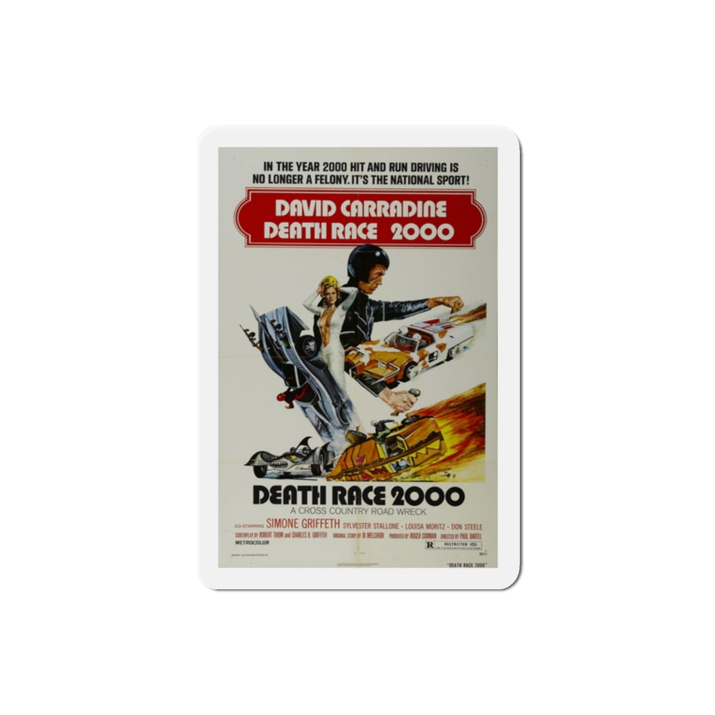 Death Race 2000 1975 Movie Poster Die-Cut Magnet-2 Inch-The Sticker Space